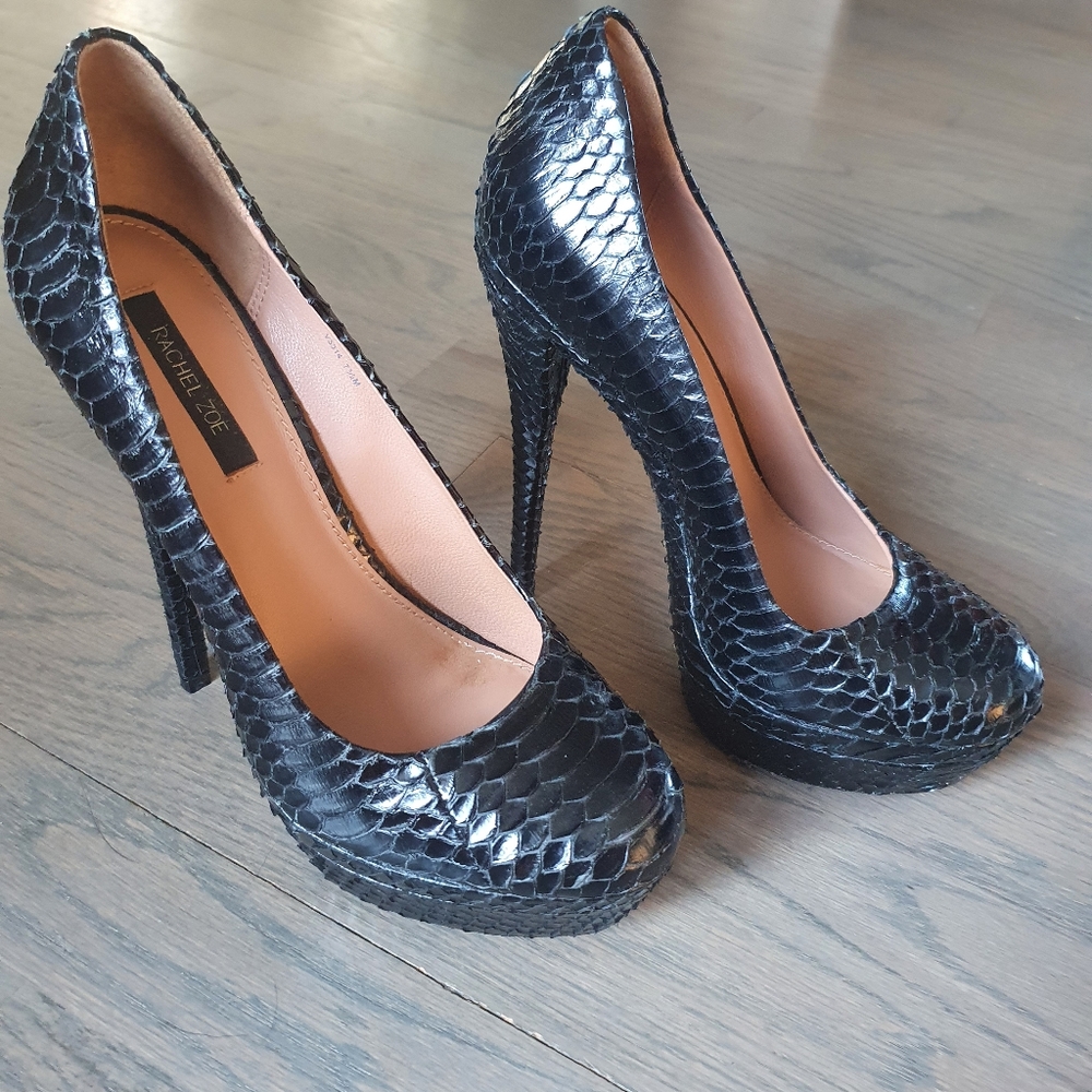 Rachel Zoe LIV Hunter Snakeskin High Heels Womens Size 7.5 Genuine Leather